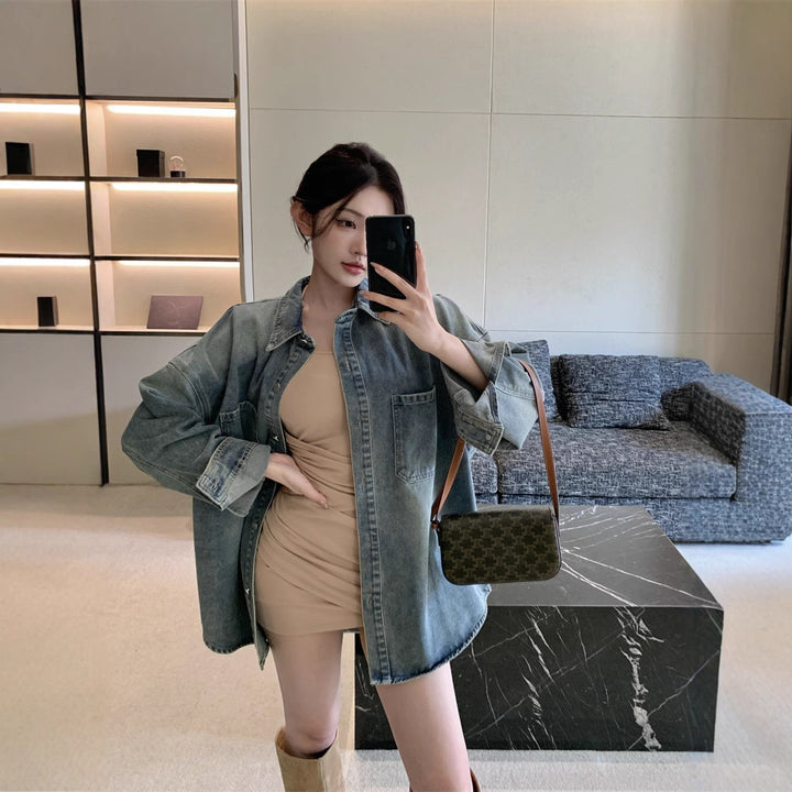 Chemise en denim oversize pour femmes Chic & Stil
