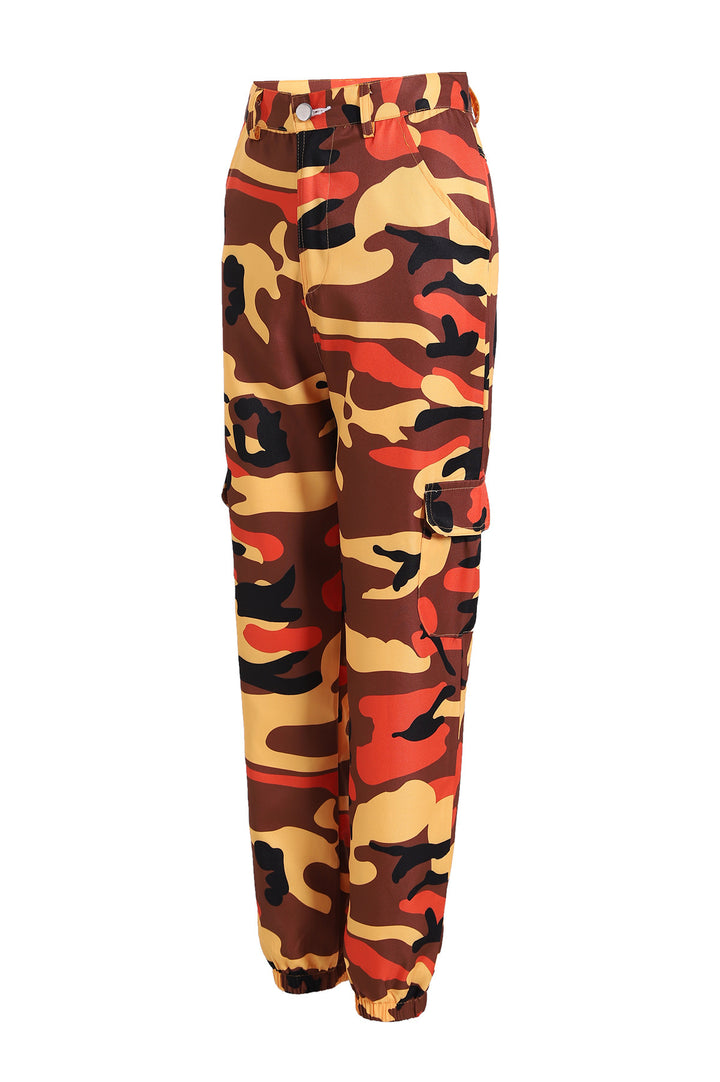 Women's cargo pants with elastic waistband and stylish camouflage design Lune London