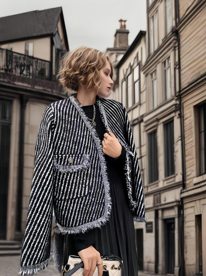 Knit jacket for women with elegant lapels and cozy material Lune Londonl