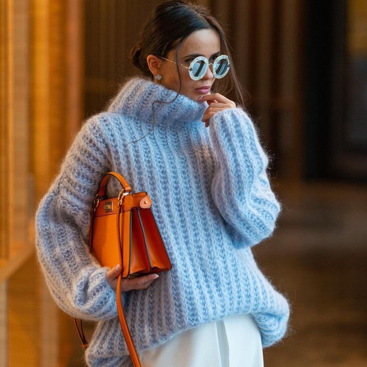 Chunky knitted sweater for women with high collar Lune London