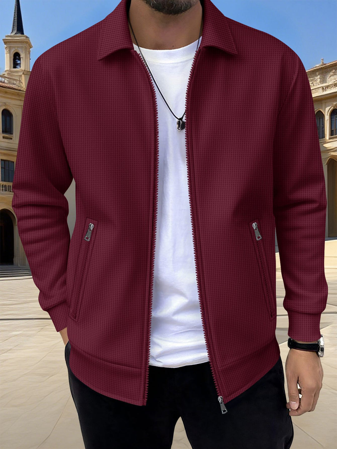 Modern knitted jacket for men with practical zip pockets and trendy design Lune London