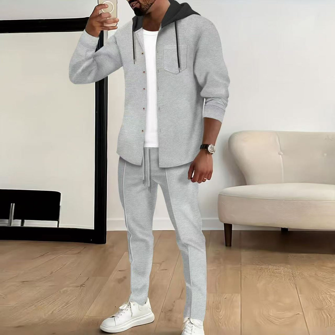 Casual set for men with textured top and elastic joggings Lune London