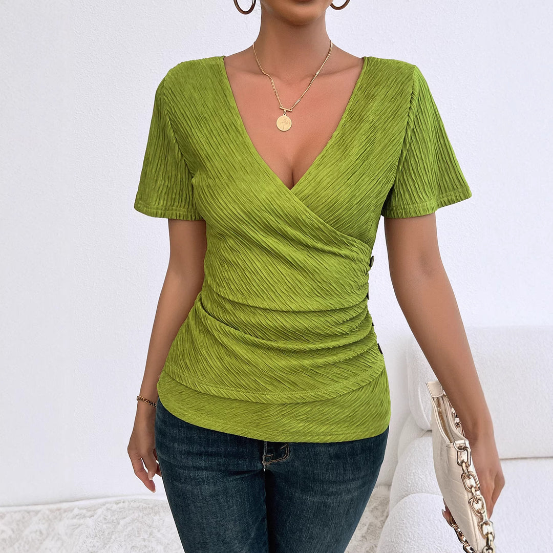 Women's wrap blouse with refined folds and button details Lune London