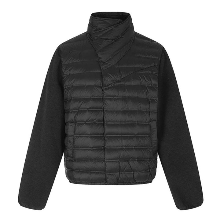 Women's quilted hybrid jacket with asymmetrical shawl collar and elastic waistband Amarae