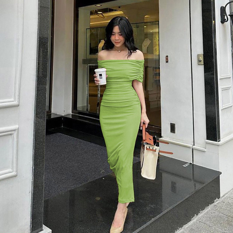 Women's Elegant Off-Shoulder Cocktail Dress with Ruffles Lune London