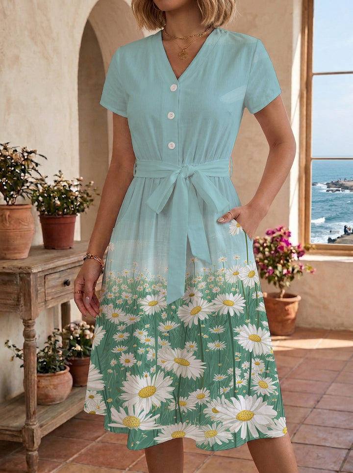 Women's casual dress with modern leopard print and adjustable belt Lune London