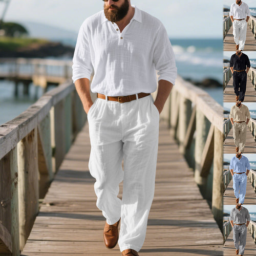 Chic and Stylish Casual Elegant Jumpsuit for Men with Practical Pockets and Stylish Henley Collar