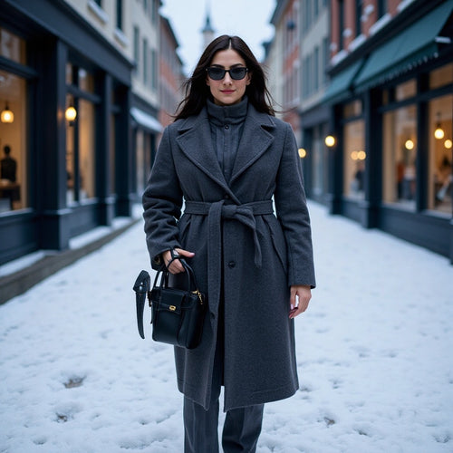 Manteau élégant pour femmes en mélange de laine de haute qualité avec ceinture et col montant Chic & Stil