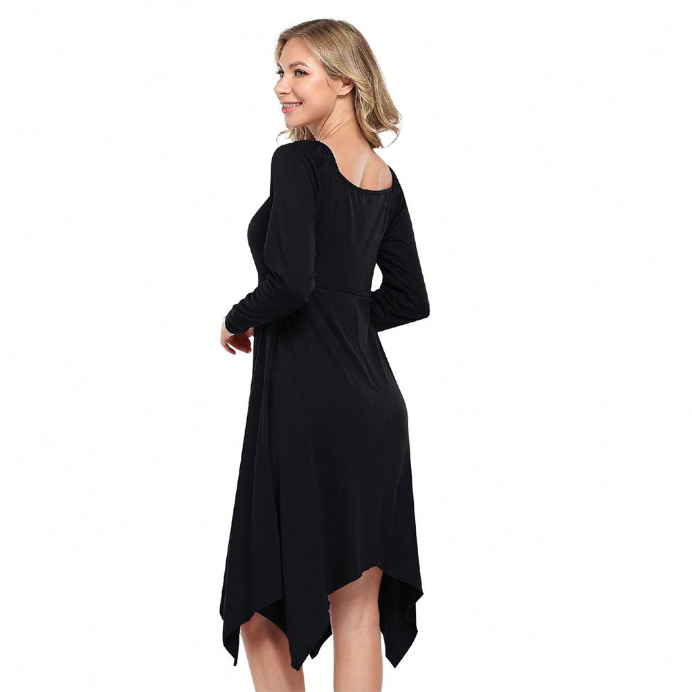Robe longue asymétrique pour femme avec manches longues et corsage froncé Chic & Stil