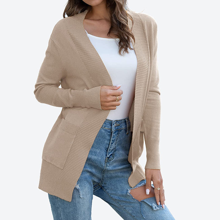 Knitted jacket for women with open sides and practical pockets Lune London