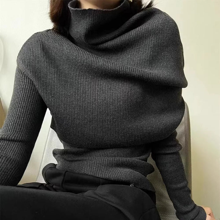 Femmes pull élégant à col roulé avec coupe asymétrique Chic & Stil