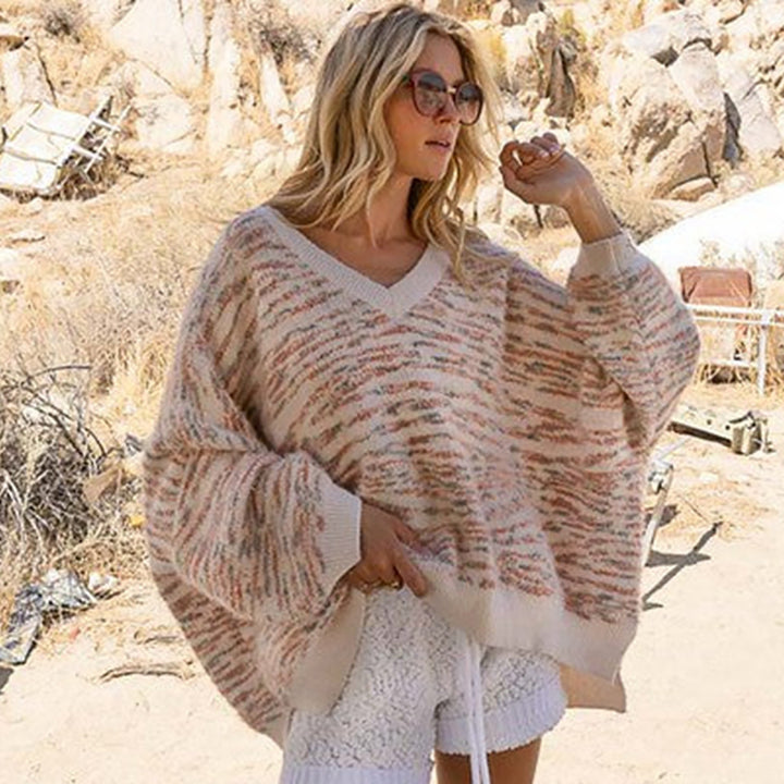 Women comfortable sweater with V-neck Lune London