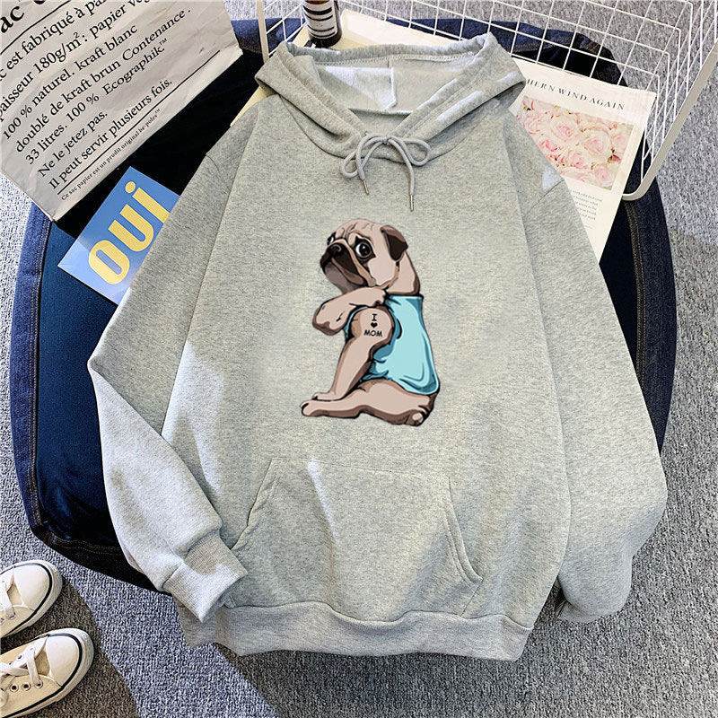 Women's hoodie with cute pug design Chic & Stil
