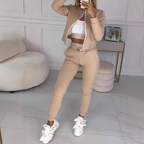 Women's sports sweat outfit with zipper and elastic waistband Amarae