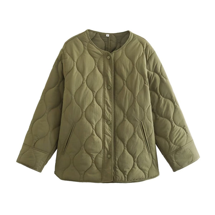Ladies quilted transition jacket with modern pockets and elegant design Lune London