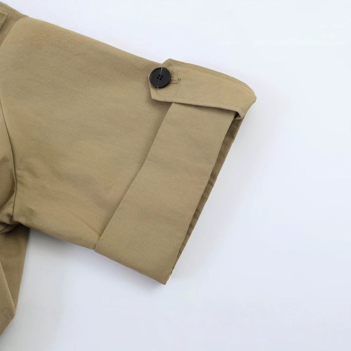 Women Cropped Double Breasted Trench Cape in Boxy Cut Amarae