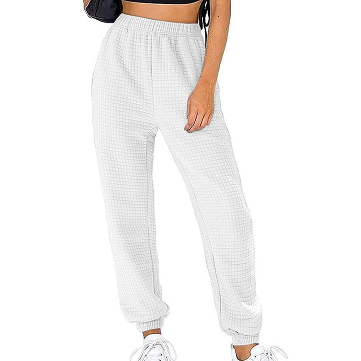 Striped pique jogging pants for women with elastic waistband Lune London