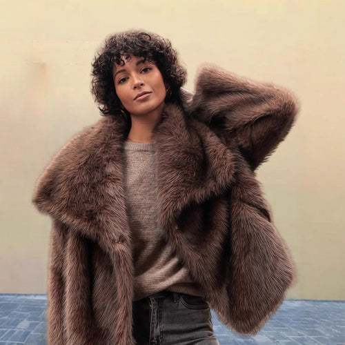 Ladies faux fur jacket with elegant cut and soft inner lining Amarae