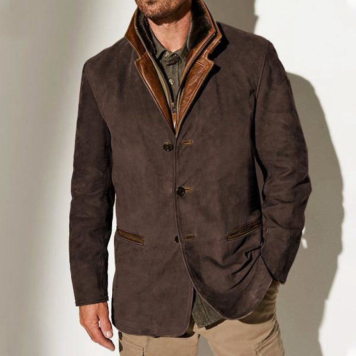 Men's suede blazer with removable leather inner vest Amarae
