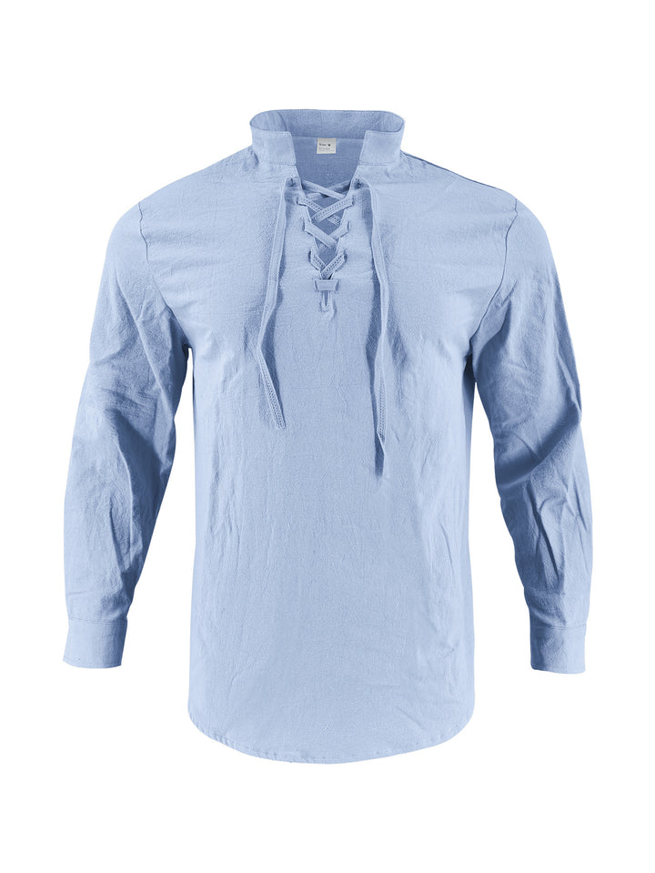 Long sleeve shirt for men with fashionable laces and high collar Lune London