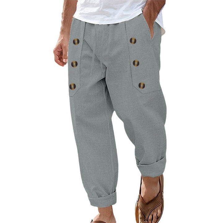 Casual linen pants for men with practical button pockets Lune London