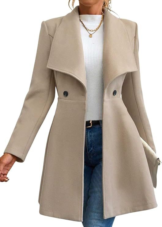 Women's transitional coat with large lapels and double-breasted buttons Lune London