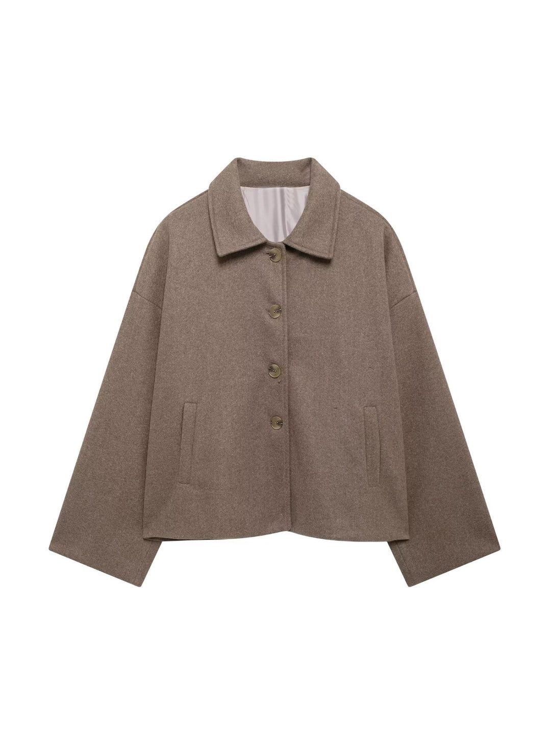 Women's Oversize Wool Blend Jacket with Large Decorative Buttons and Wide Cuffs Amarae