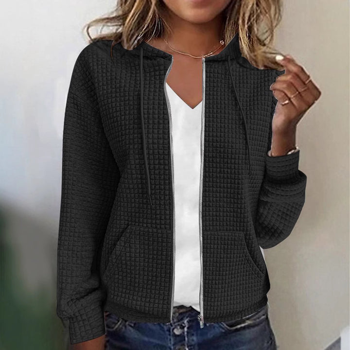 Veste à capuche en texture gaufrée décontractée pour femmes Chic & Stil