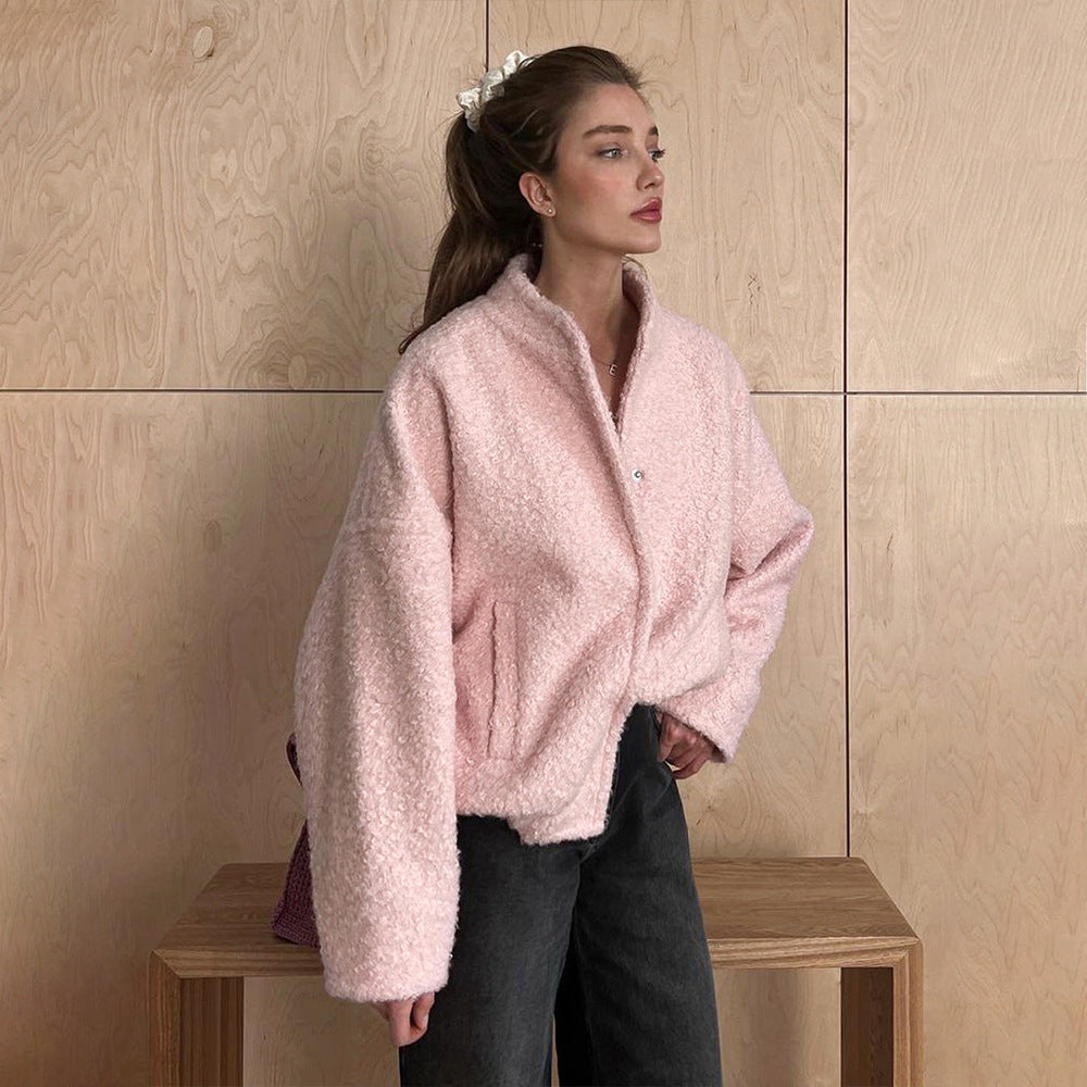 Ladies Cozy Fleece Jacket with Pockets and Elastic Hem Lune London