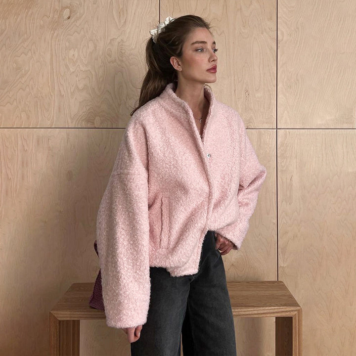 Ladies Cozy Fleece Jacket with Pockets and Elastic Hem Lune London
