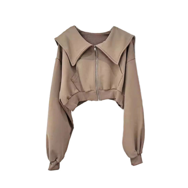 Veste de survêtement cropped pour femmes avec grand col Chic & Stil