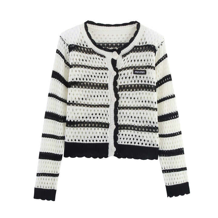 Ladies knitted airy vest with modern stripes Lune London