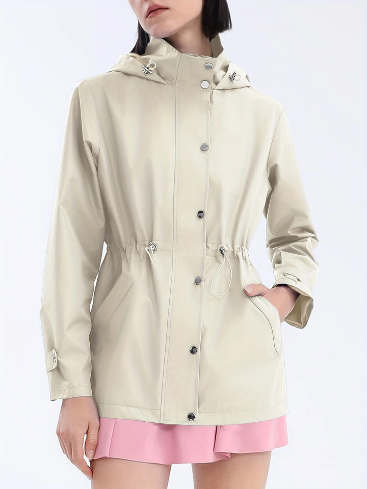 Veste de pluie pour femme avec cordon de taille ajustable et capuche Lune London