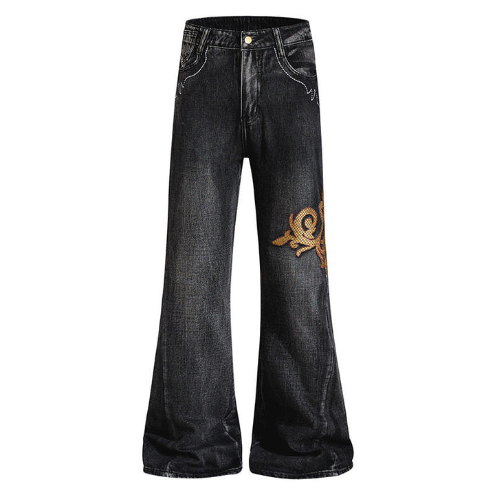 Women Wide High-Waist Flared Jeans with Baroque Embroidery Amarae