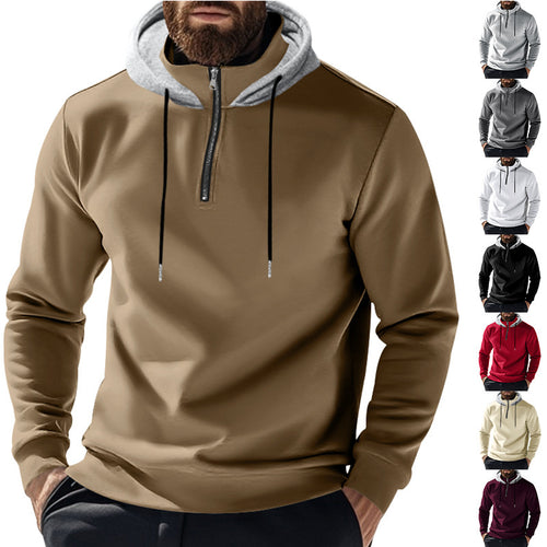 Men's sporty hoodie with half-zip and modern hood construction Amarae