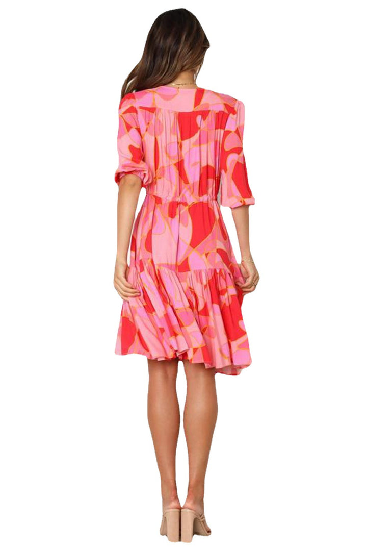 Midi fluid dress for women with ruffled skirt Lune London