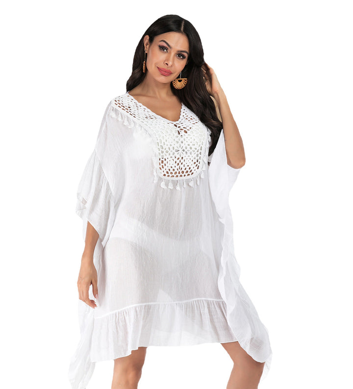Ladies Crochet Detail Beach Kaftan Cover-Up Lune London