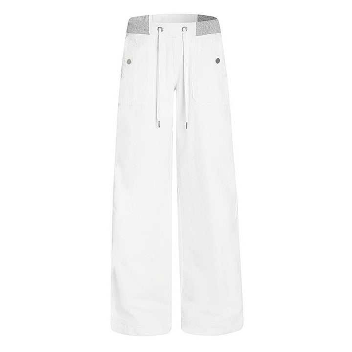 Women's Extra Wide Palazzo Pants with Elastic Comfort Waistband, Drawstring, and Patch Pockets