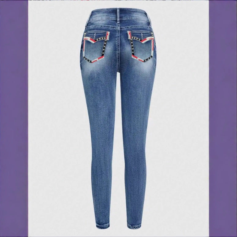 Women High-Waisted Cropped Skinny Jeans with Double Button and Vintage Wash Amarae