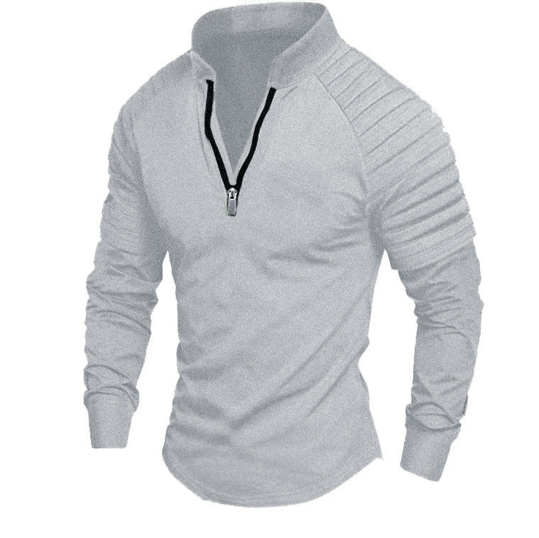 Men's training T-shirt with high collar and discreet zipper Lune London