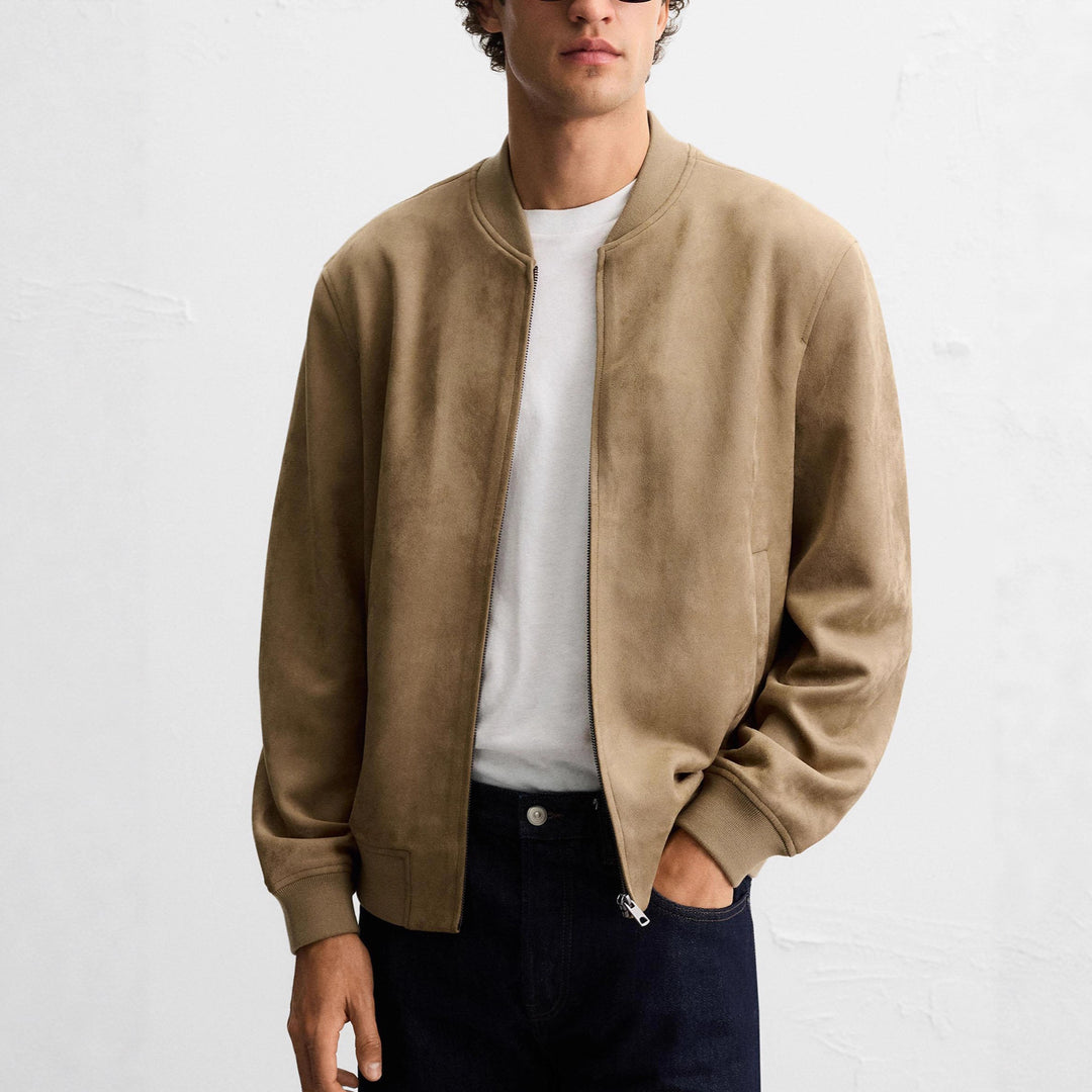 Men's suede bomber jacket with fine structure Amarae