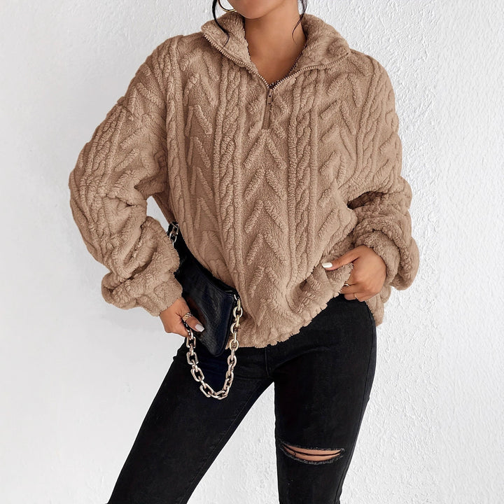 Comfortable fleece sweater for women with zipper Lune London