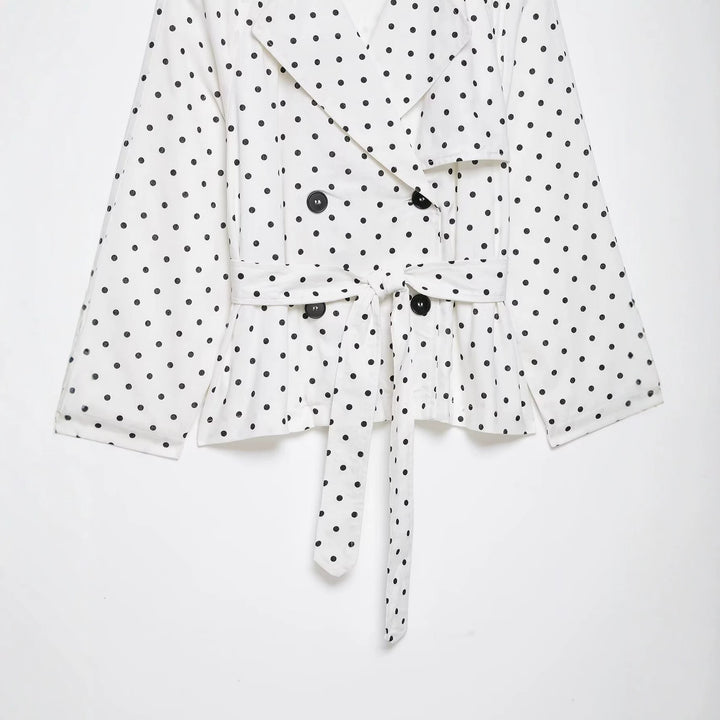 Women's short trench with waist belt and polka dot pattern Amarae