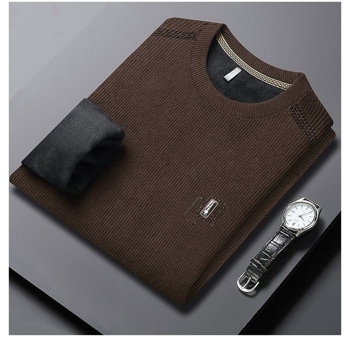 Modern pullover for men with round neck, featuring ribbed structure and stylish contrasting collar Lune London