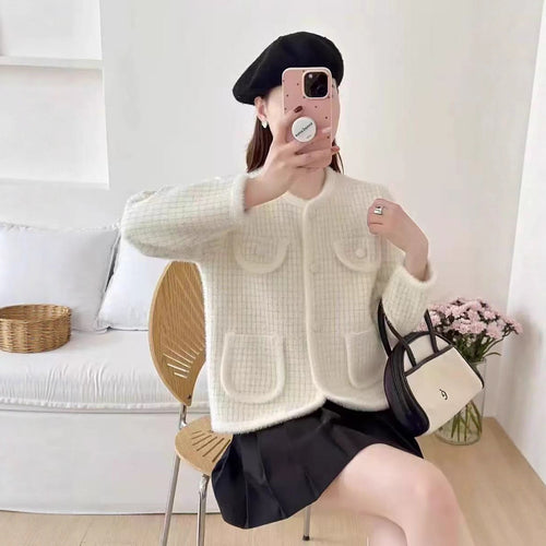 Trendy knit jacket for women with patch pockets and classic cut Amarae