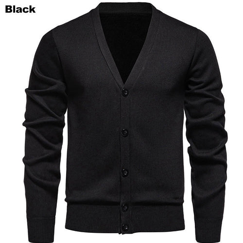 Amarae | Men's cozy knit cardigan with V-neck and button placket