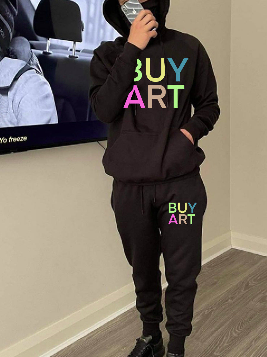 Men's hoodie and jogger set with artistic graphic print and relaxed fit Lune London