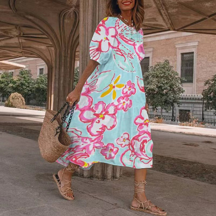 Chic and Stylish floral print maxi dress with knotted front for ladies