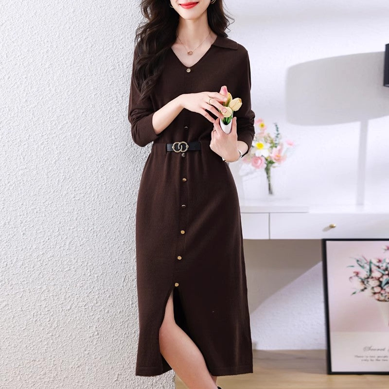 Robe Chemise Élégante pour Femmes avec Fermeture Boutonnée et Fente Latérale Chic & Stil
