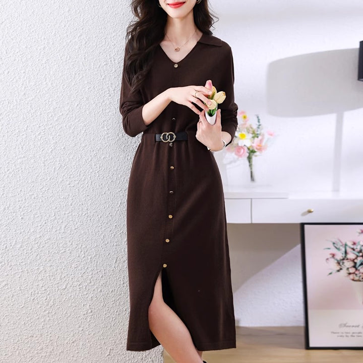 Robe Chemise Élégante pour Femmes avec Fermeture Boutonnée et Fente Latérale Chic & Stil